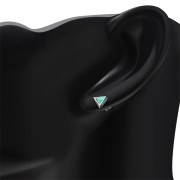 6pairs, Turquoise Triangle Silver Stud Earrings - e348